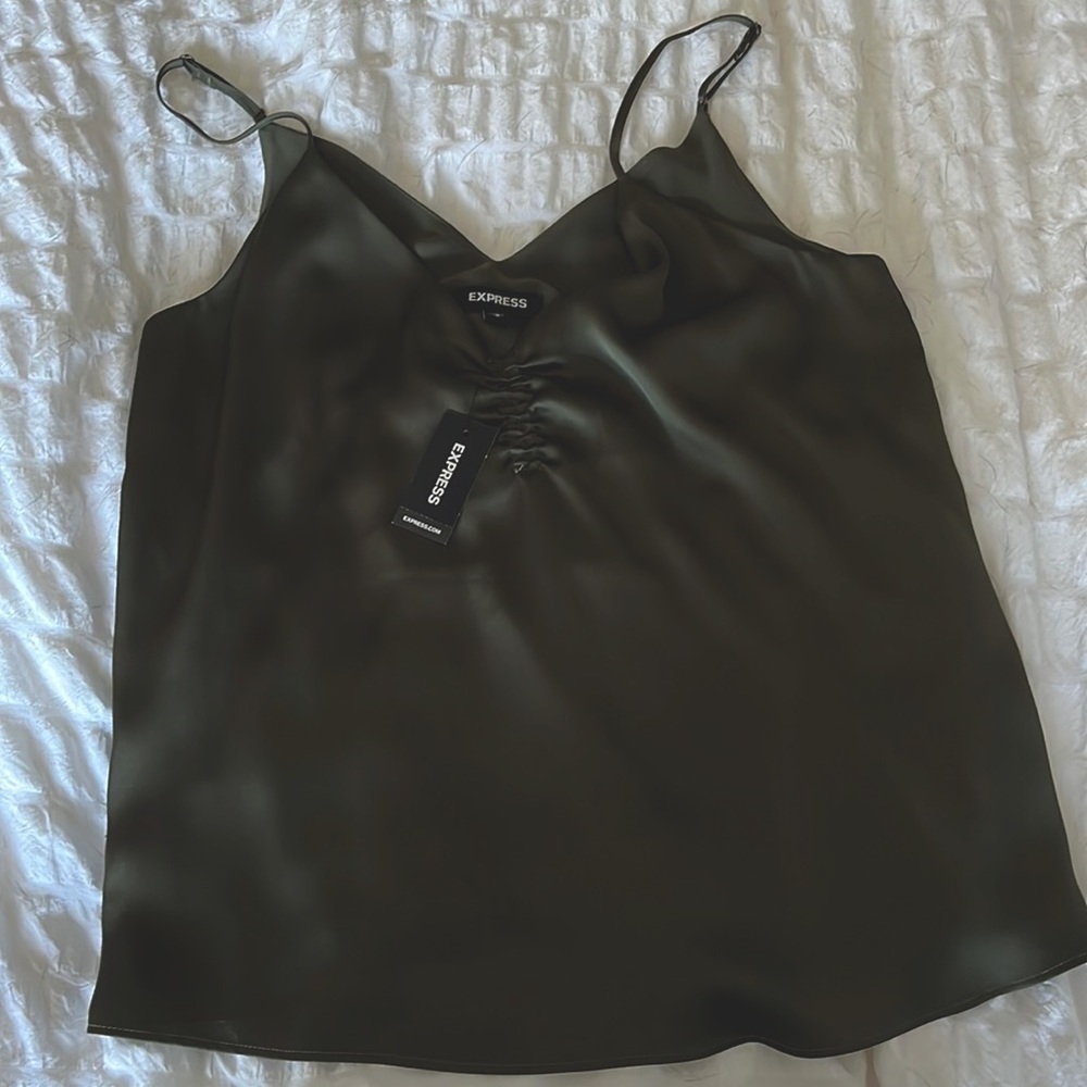 Express Cami Tank Tap Olive Green